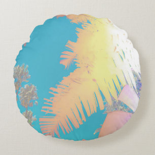 Coussins Ronds Vibes positives Palmiers tropicaux