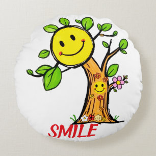 Coussins Ronds Vibes positives "Smile Tree"