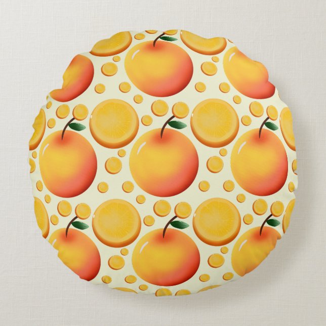 Coussins Ronds Vibrant 3D Glossy Orange and Mandarin fruit  (Devant)