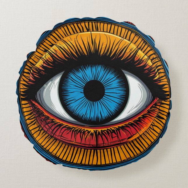 Coussins Ronds Vibrant Artistique mal conception des yeux (Devant)