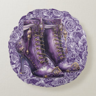 Coussins Ronds Vibrant Violet Rose Sreanpunk Amour Jeter Oreiller