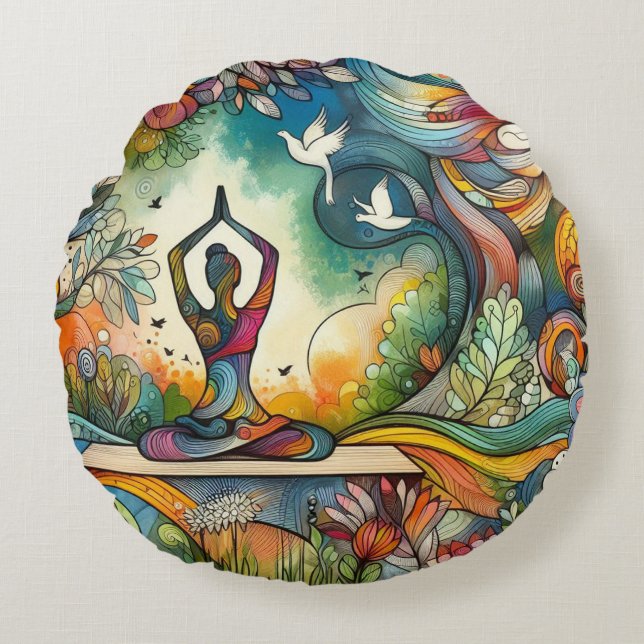 Coussins Ronds Vibrant Yoga Serenity (Devant)