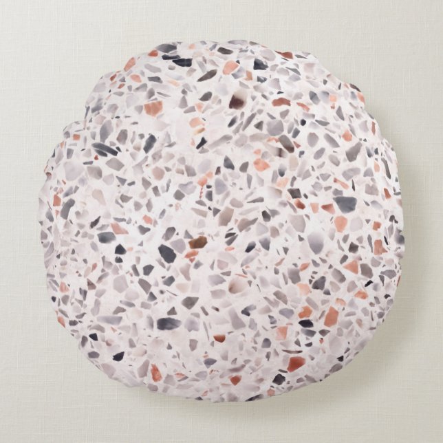 Coussins Ronds Vieille texture terrazzo, motif d'hamper. (Devant)