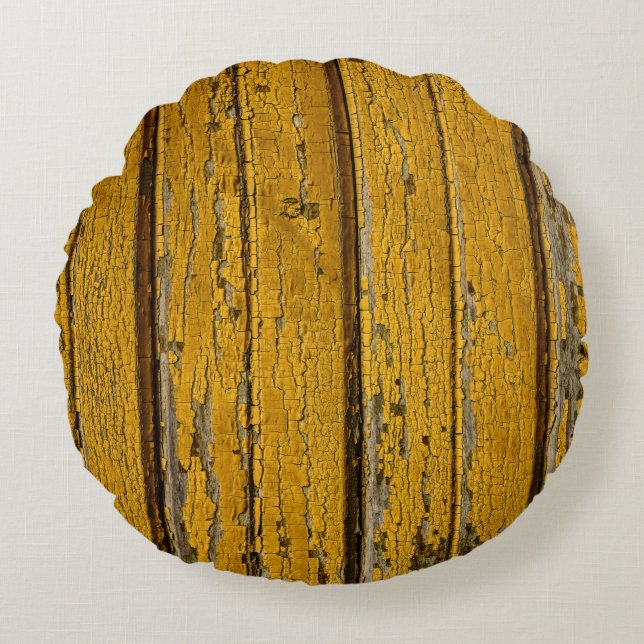 Coussins Ronds Vieux portail ou clôture jaune avec peinture diffé (Devant)