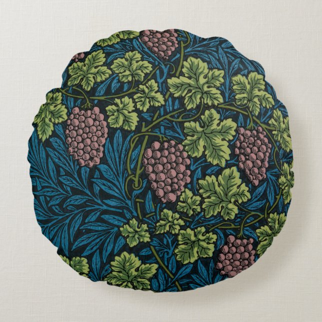 Coussins Ronds Vignes avec grappes de raisins roses (Devant)