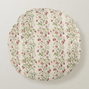 Coussins Ronds Vignes de fraises romantiques Rococo Cottagecore