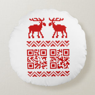 Coussins Ronds Vilain Sweater QR Code Bonne année!