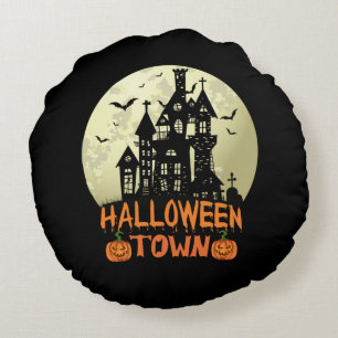 Coussins Ronds Ville d'Halloween