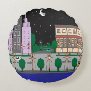 Coussins Ronds Ville nocturne