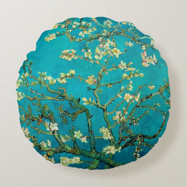Coussins Ronds Vincent Van Gogh Blossoming Almond Tree Floral Art (Devant)