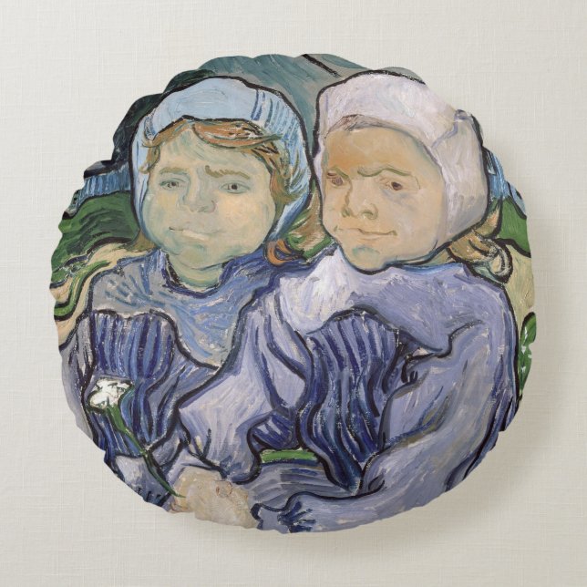 Coussins Ronds Vincent van Gogh | deux petites filles, 1890 (Devant)
