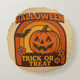 Coussins Ronds Vintage 1970 Trick or Treat Halloween