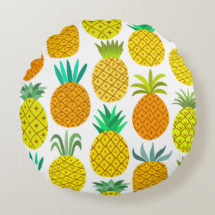 Coussins Ronds vintage ananas sans soudure motif isolé sur whi
