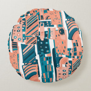 Coussins Ronds Vintage Doodle Motif sans couture.