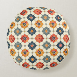 Coussins Ronds Vintage Floral Arabesque Carrelage Motif