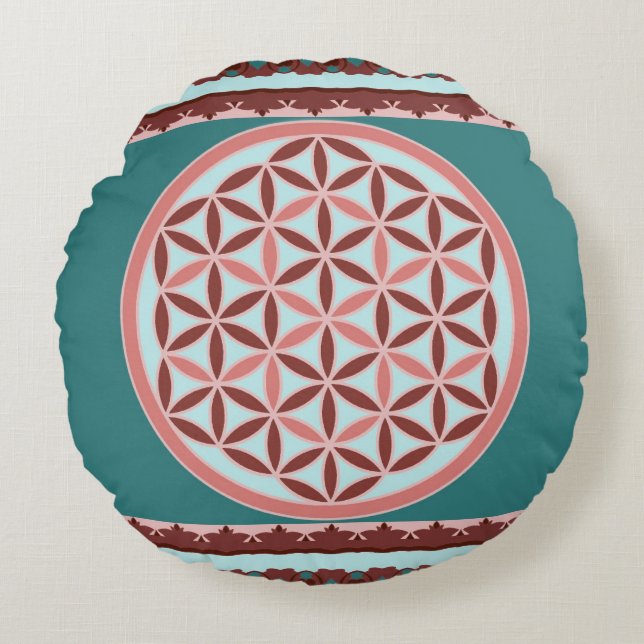 Coussins Ronds "Vintage Flower of Life"  (Devant)