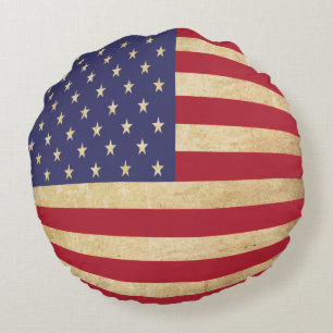 Coussins Ronds Vintage Grunge American Flag globe