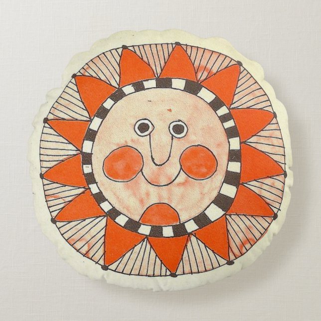 Coussins Ronds Vintage Happy Sun (Devant)