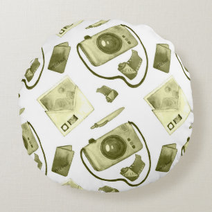 Coussins Ronds Vintage hipster sepia motif consistant 