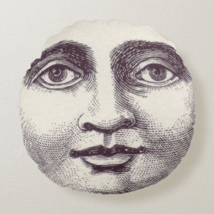 Coussins Ronds Vintage homme dans la pleine lune visage lune