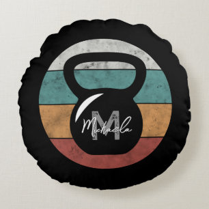 Coussins Ronds Vintage kettlebell personnalisé nom monographique