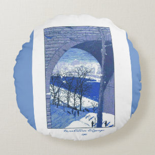 Coussins Ronds "Vintage Manhattan Cityscape 1890"