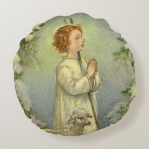 Coussins Ronds Vintage Religion, le Christ le Bon Berger