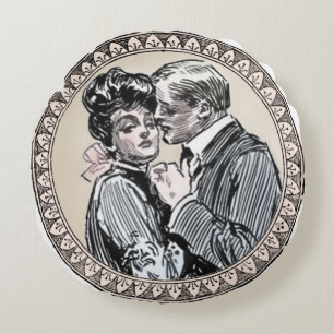 Coussins Ronds Vintage Romance Couple : Antique Rose Girly Love