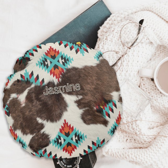 Coussins Ronds Vintage Russe Boho Occidentale Cowgirl (Créateur téléchargé)