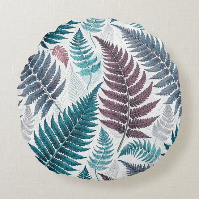Coussins Ronds Vintage-style botanical fern leaves (Devant)
