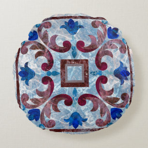 Coussins Ronds Vintage tuile italienne avec motif marocain abstra