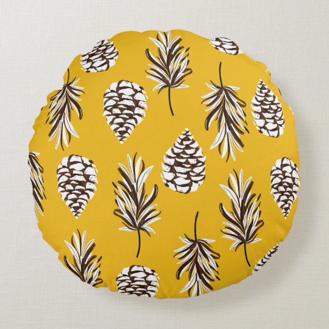 Coussins Ronds Vintages éléments de la nature d'automne (Devant)