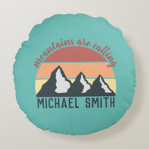 Coussins Ronds Vintages pastels montagnes appellent mongram ciel