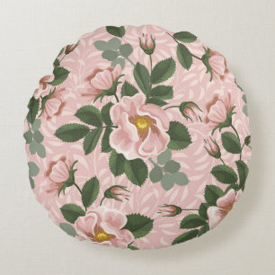 Coussins Ronds Vintages Roses sauvages : Arrière - plan floral