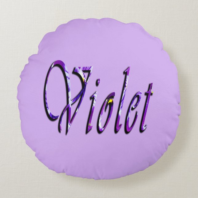 Coussins Ronds Violet Floral Violet, (Devant)
