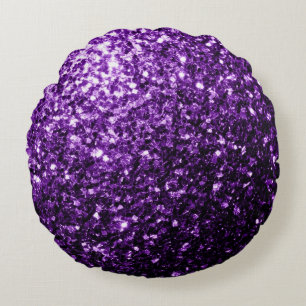 Coussins Ronds Violet foncé faux paillettes brillantes scintillen