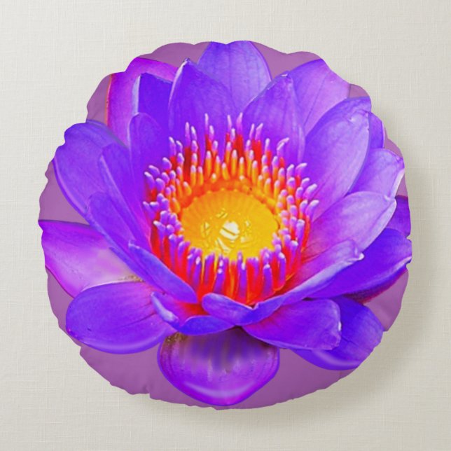 Coussins Ronds Violet Lotus Flower (Devant)