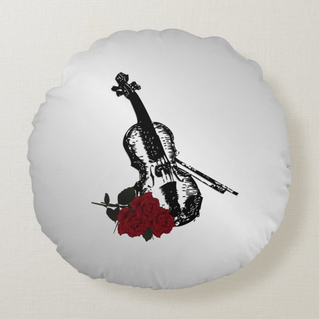 Coussins Ronds Violon et argent Rose (Devant)