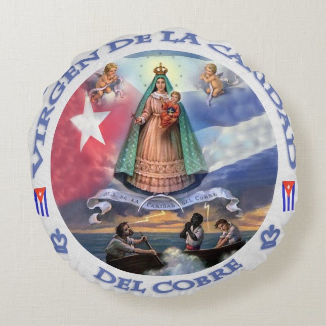 COUSSINS RONDS VIRGEN DE LA CARIDAD DEL COBRE CUBAN PATRIOT SAINT (Dos)