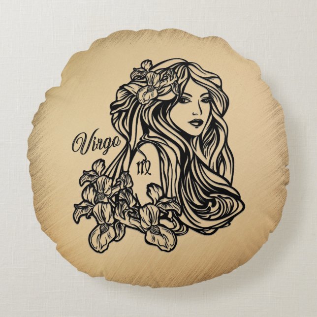 Coussins Ronds Virgo Zodiac - Antique Look (Devant)
