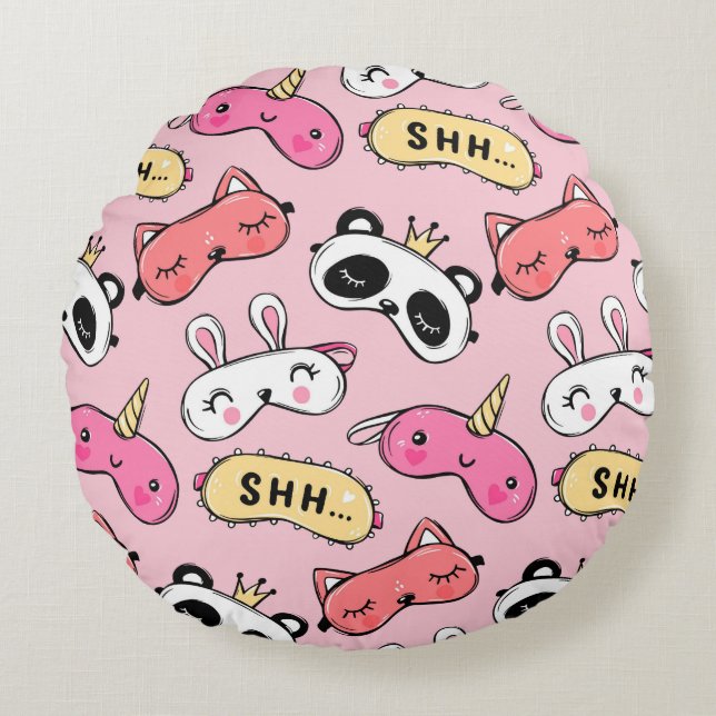 Coussins Ronds Visage animal Shhh (Devant)