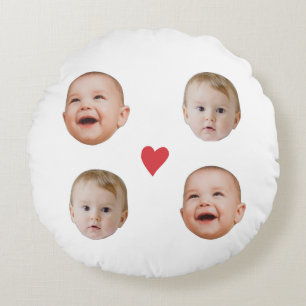 Coussins Ronds Visage de bébé simple avec coeur 2 photo