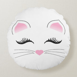 Coussins Ronds Visage de chat glamour