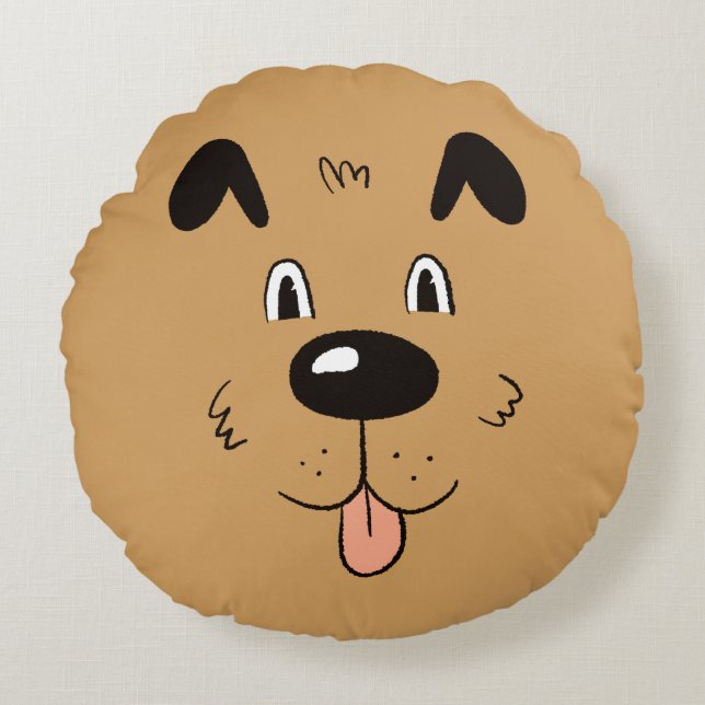 Coussins Ronds Visage de Chien Drôle (Devant)