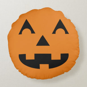 Coussins Ronds Visage de citrouille de Halloween
