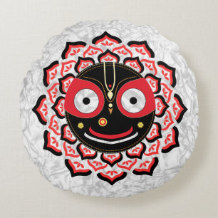 Coussins Ronds Visage de Lord Jagannath Chakra Divinité hindoue