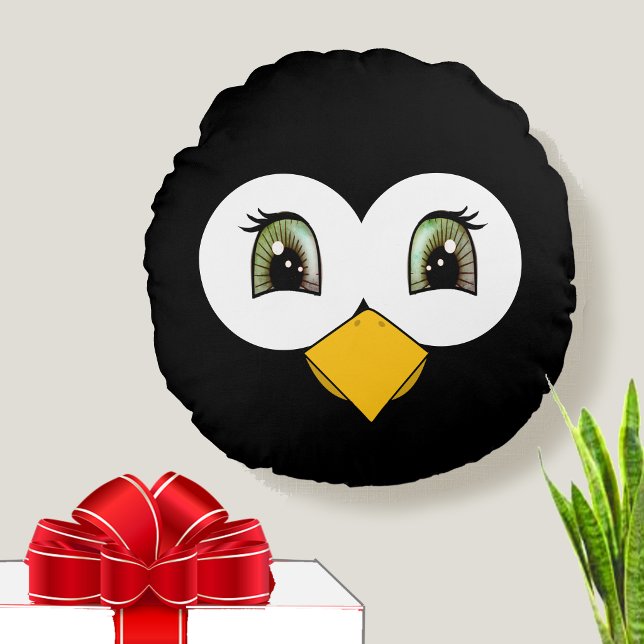 Coussins Ronds Visage de manchot mignon (Créateur téléchargé)
