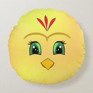 Coussins Ronds Visage de poussin heureux mignon