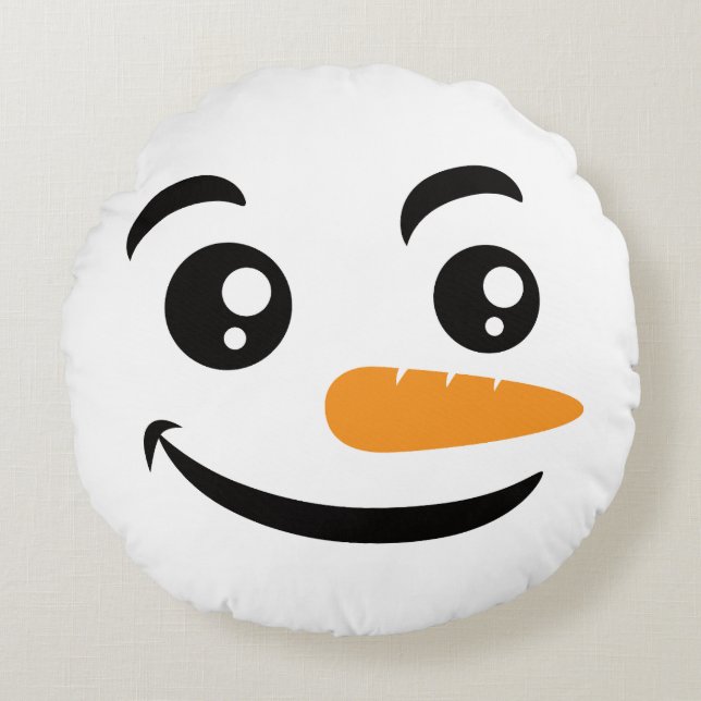 Coussins Ronds Visage de Snowman souriant (Devant)