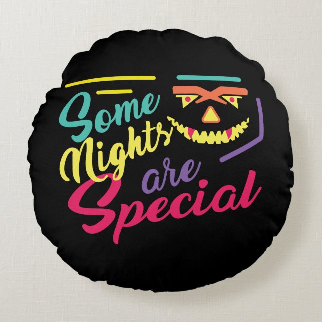 Coussins Ronds Visage effrayant amusant rempli brillant halloween (Devant)